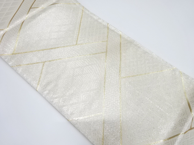 JAPANESE KIMONO / VINTAGE FUKURO OBI / SILK / SAGANISHIKI / WOVEN GEOMETRIC